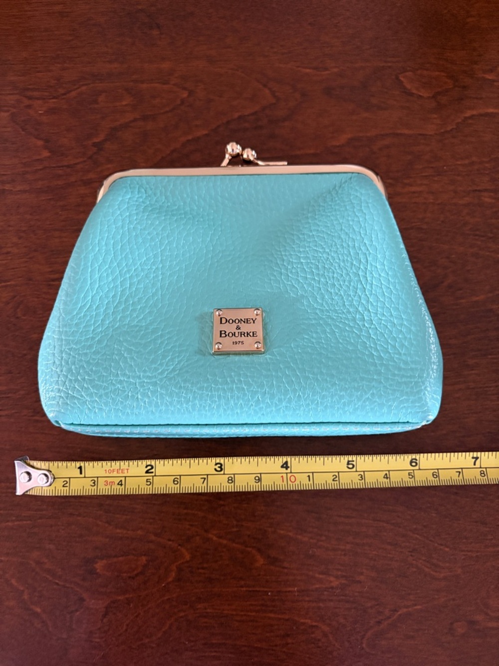 Dooney & Bourke Turquoise Pebbled Leather Kiss-Lock Coin Purse
